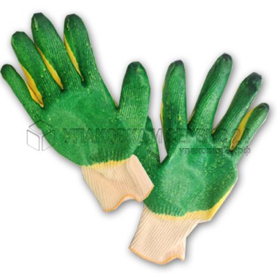Перчатки облитые Зелено - Желтые
