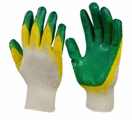 Перчатки латекс зеленые обливные Травка  ( зеленый )