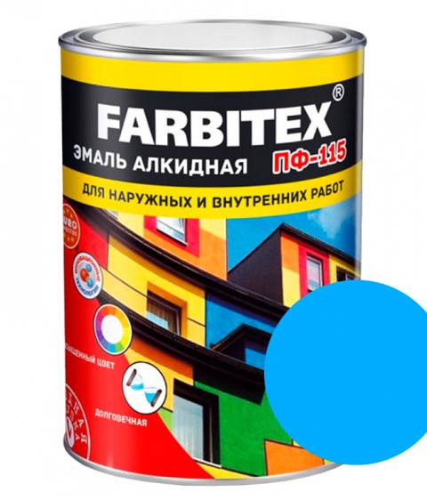 Эмаль -  FARBITEX   ПФ - 115 алкидная Голубая 0.8 кг