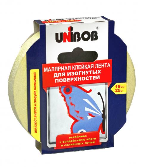 Скотч UNIBOB малярный ,Профи 19 мм*25 м
