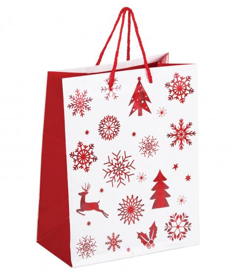 Пакет - сумка подарочный 17,5*24 см , бумажный ( красно-белый )