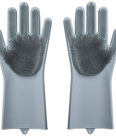 Перчатки Силиконовые с ворсинками ( серые )